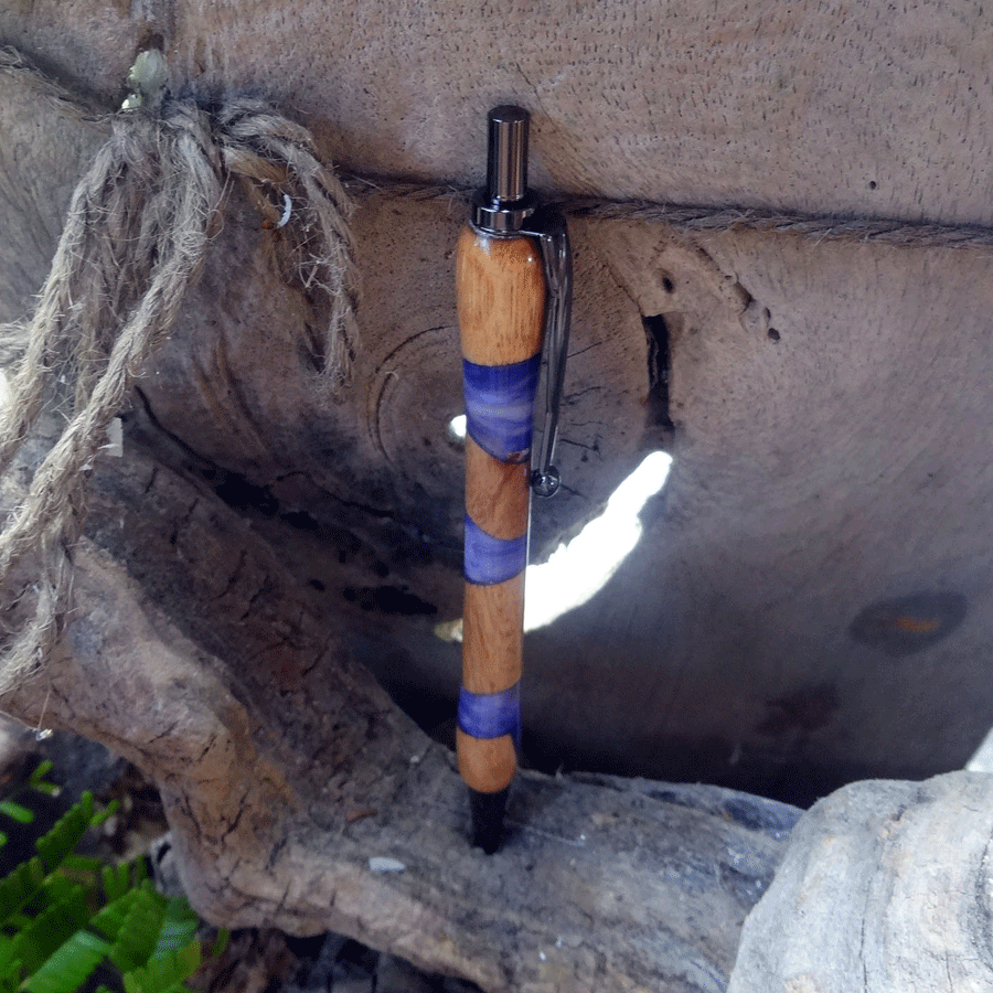 Driftwood and purple and white resin pen