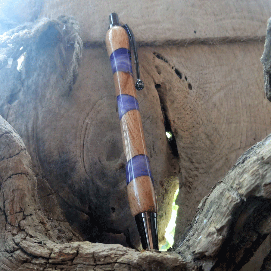 Driftwood and purple and white resin pen