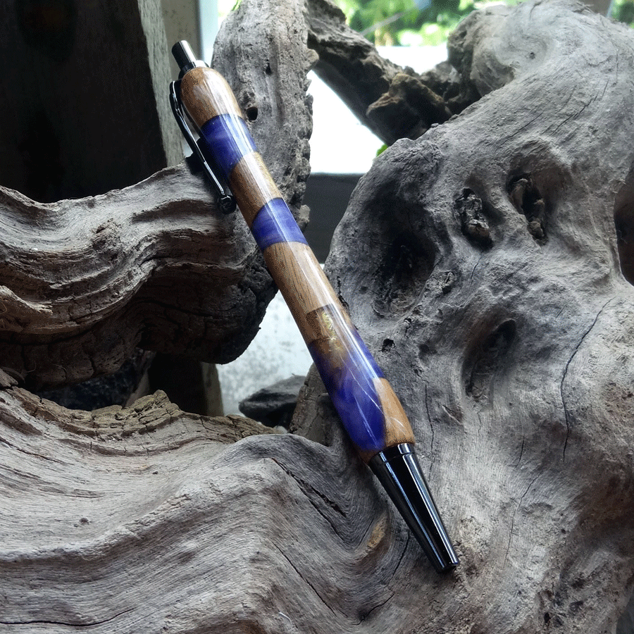 Driftwood and purple and white resin pen