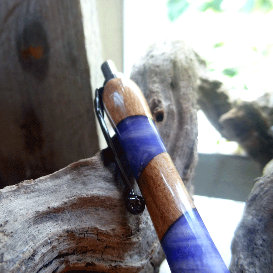 Driftwood and purple and white resin pen