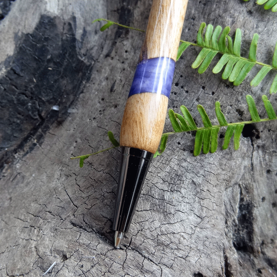 Driftwood and purple and white resin pen