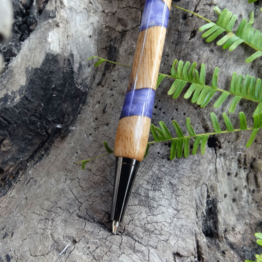 Driftwood and purple and white resin pen