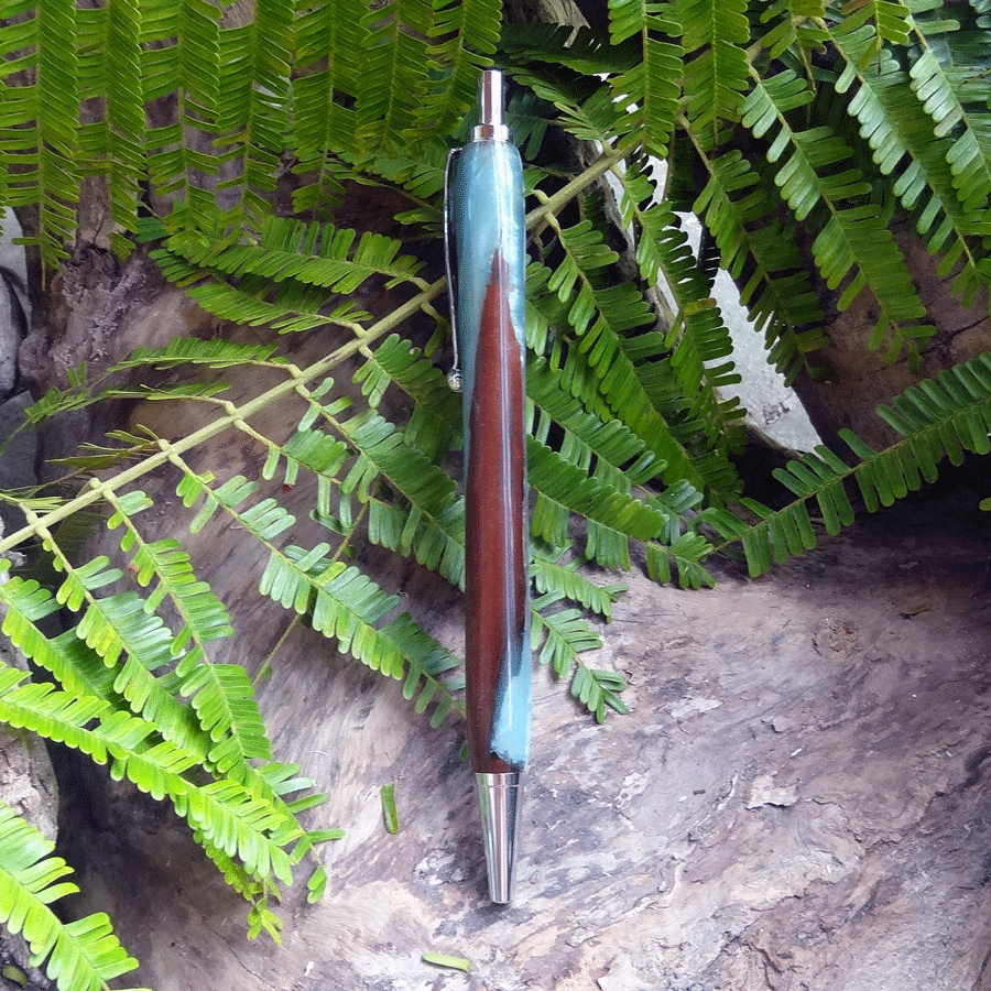 Driftwood and grey blue resin pen