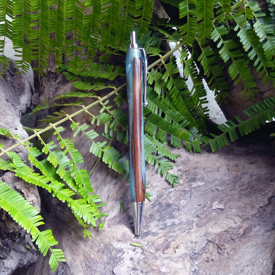 Driftwood and grey blue resin pen