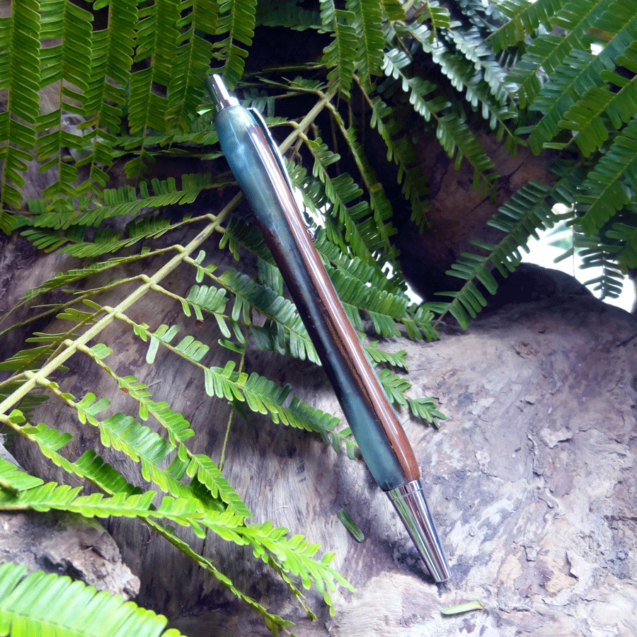 Driftwood and grey blue resin pen