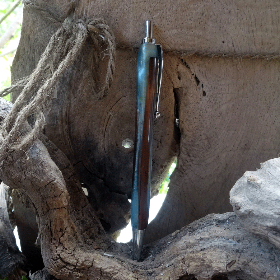 Driftwood and grey blue resin pen