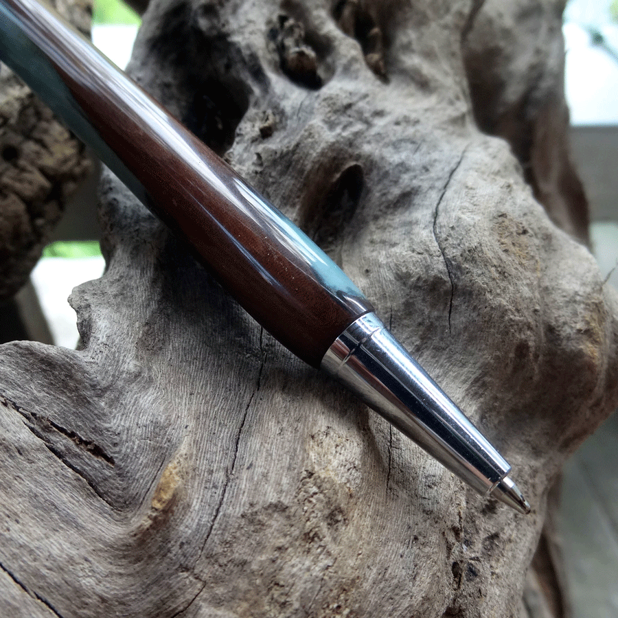 Driftwood and grey blue resin pen