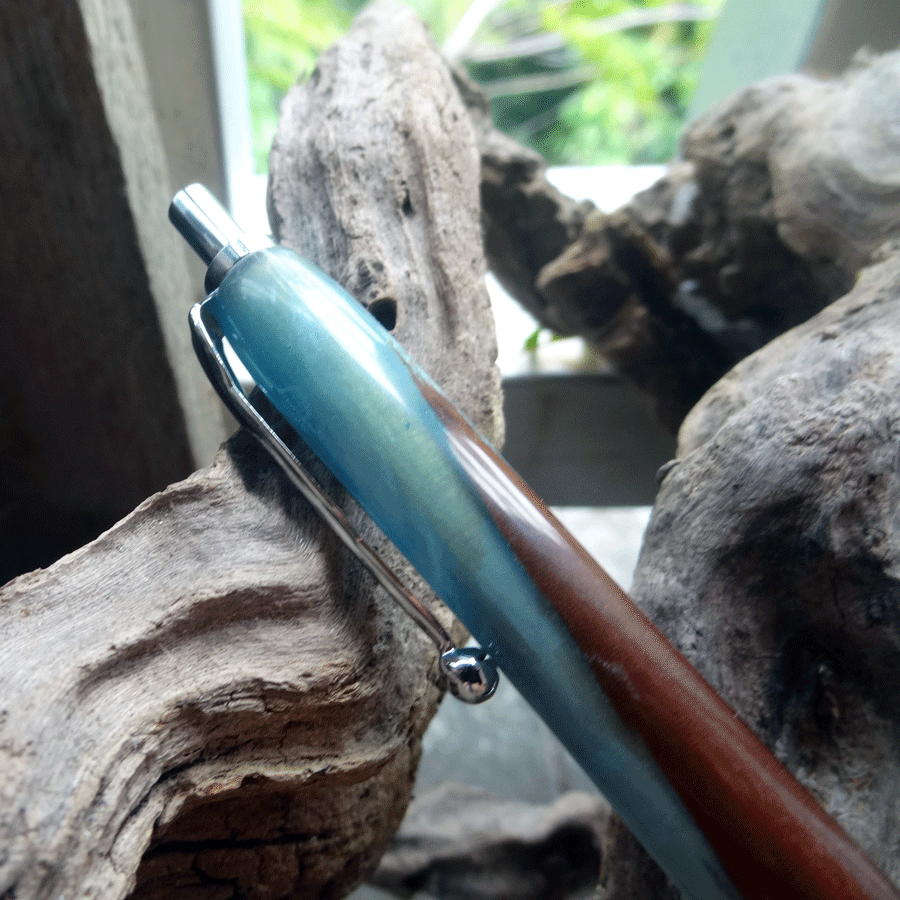 Driftwood and grey blue resin pen