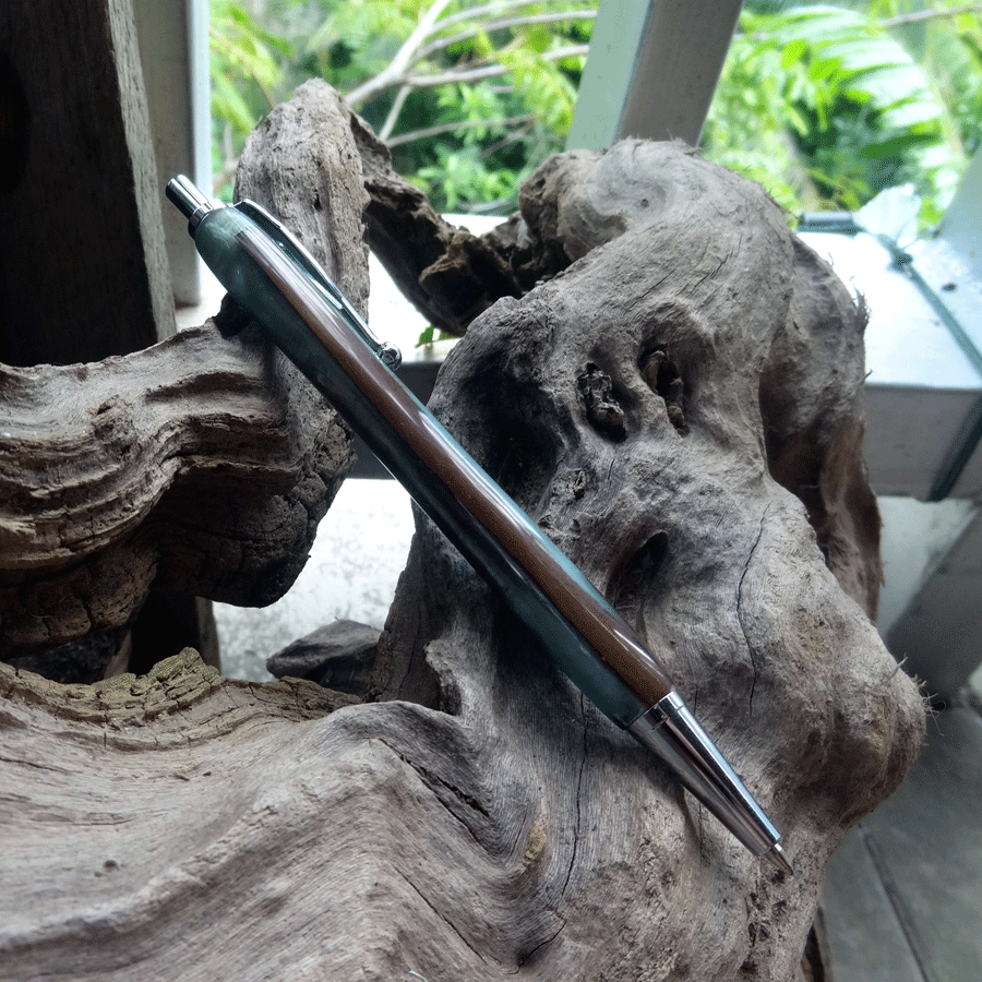 Driftwood and grey blue resin pen