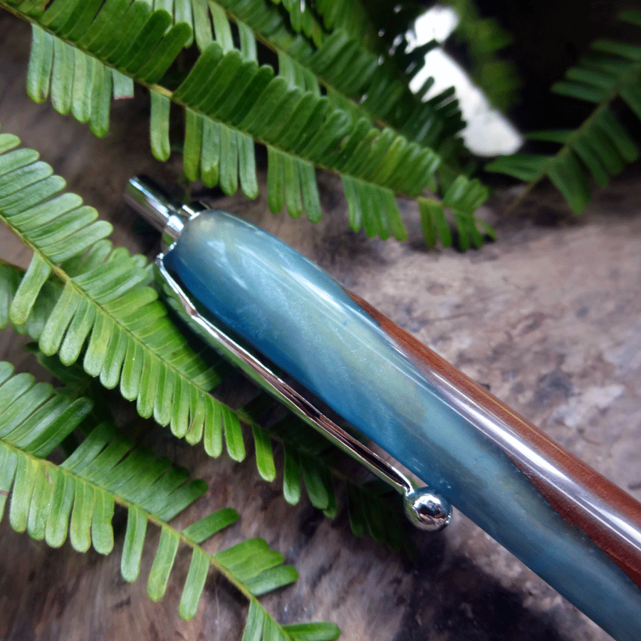 Driftwood and grey blue resin pen