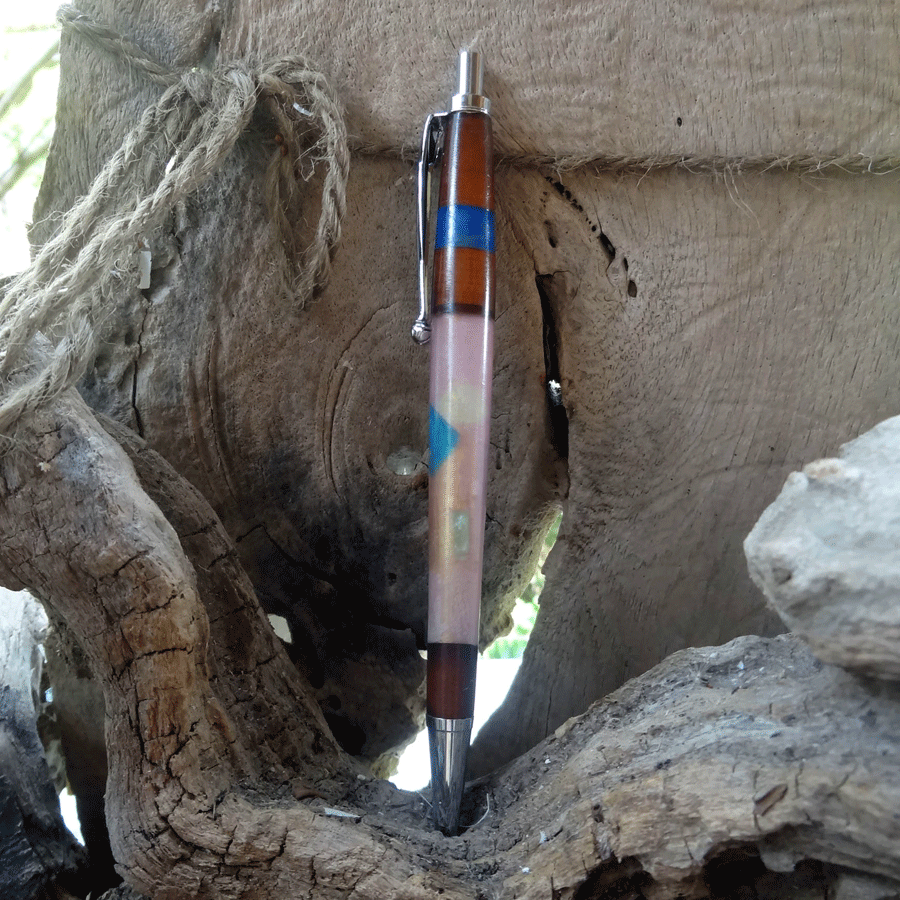 Driftwood and light pink resin pen