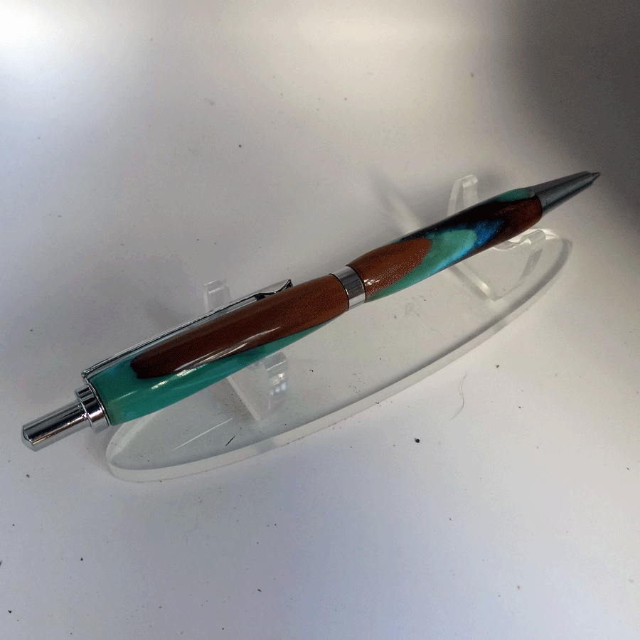 Driftwood and blue and turquoise resin pen