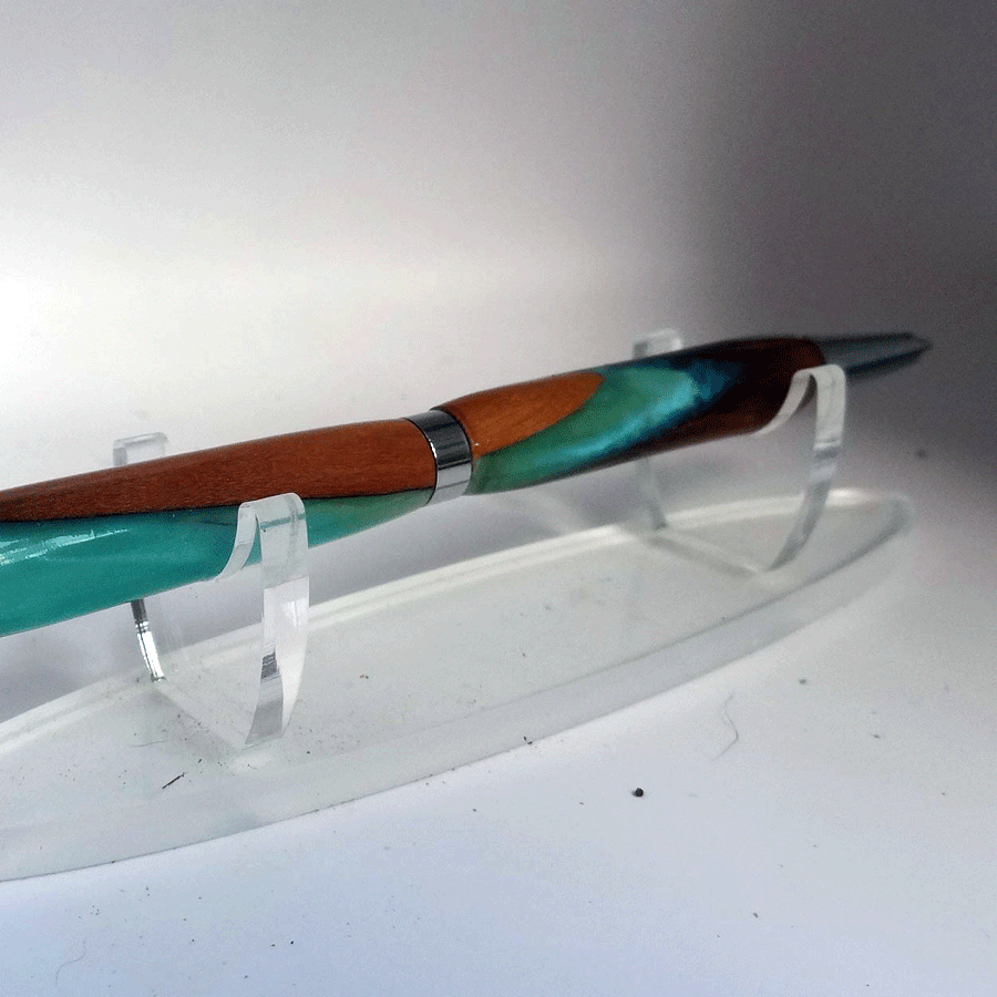 Driftwood and blue and turquoise resin pen