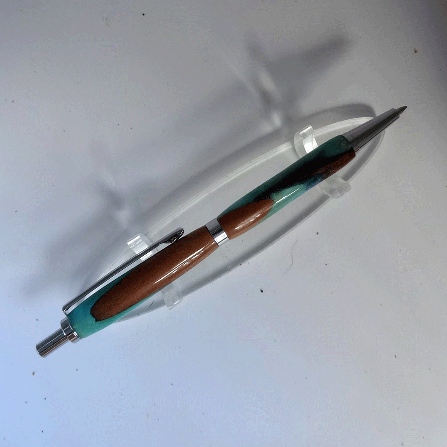 Driftwood and blue and turquoise resin pen