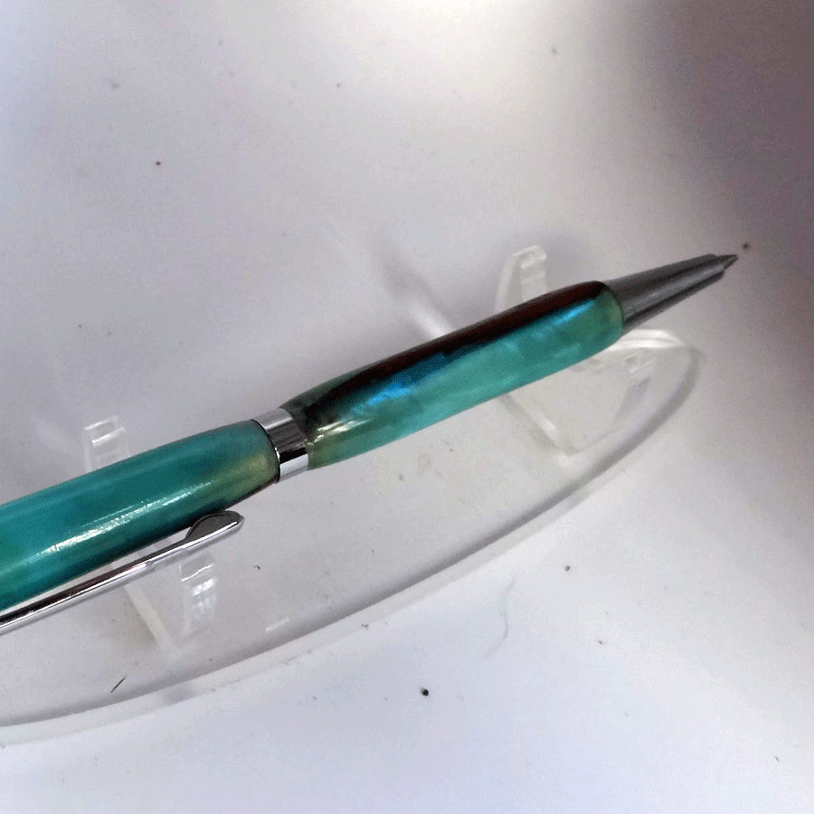 Driftwood and blue and turquoise resin pen