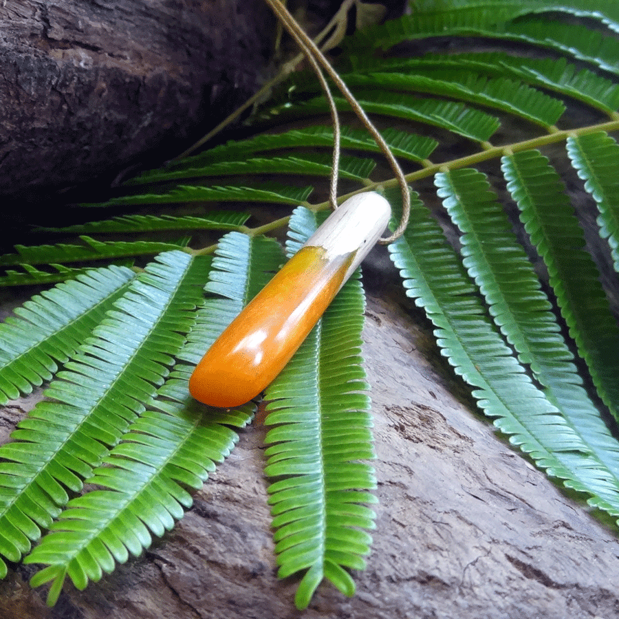 Driftwood with orange resin