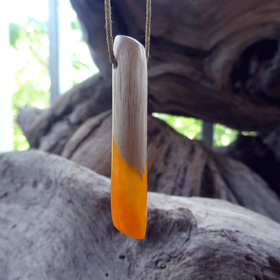 Driftwood with orange resin