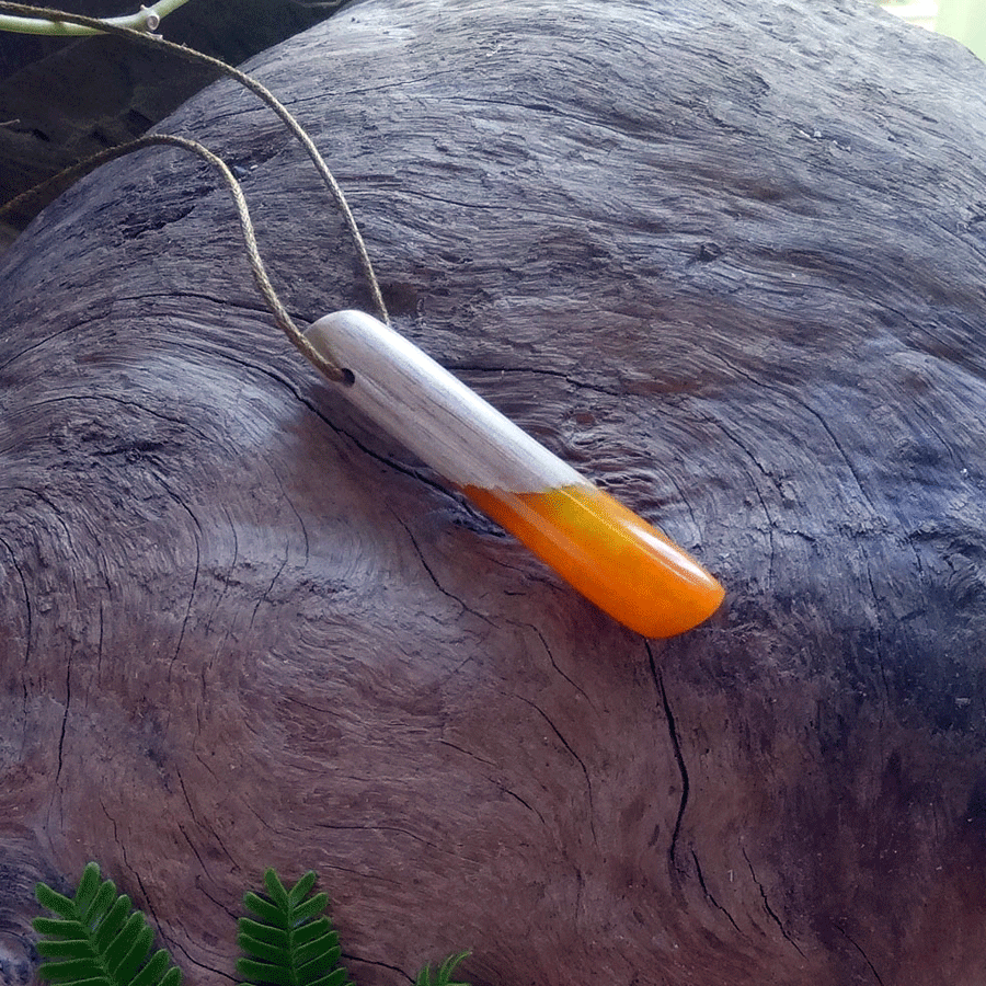 Driftwood with orange resin