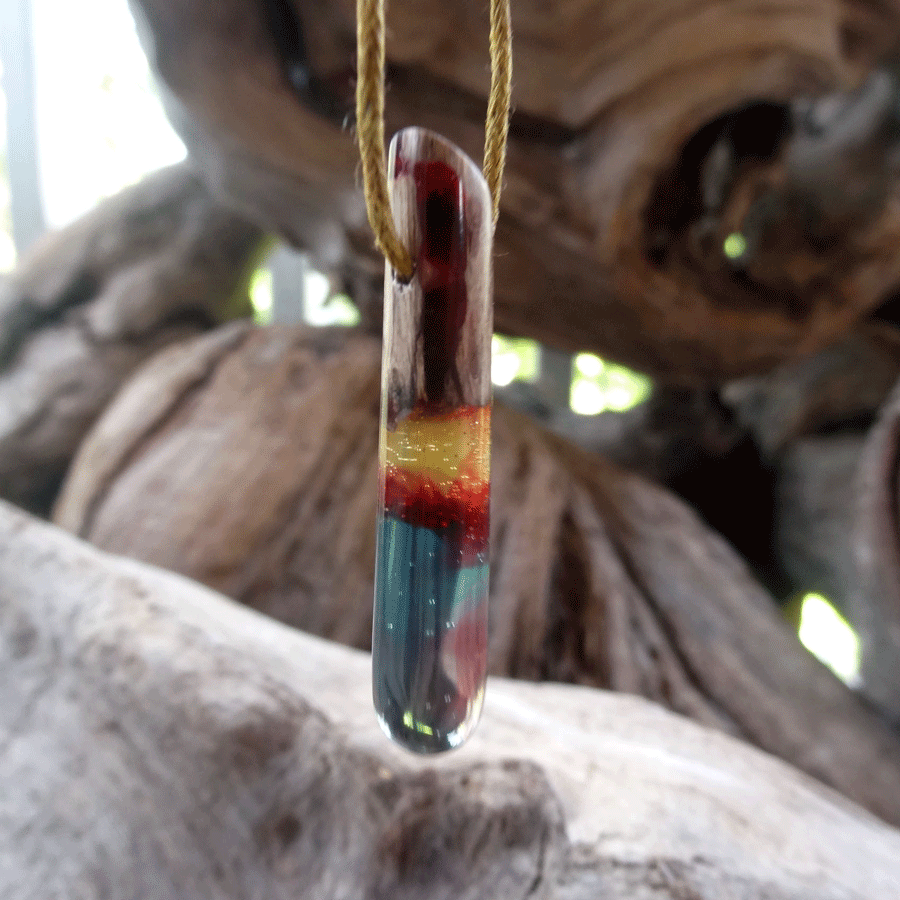 Driftwood with multi coloured resin