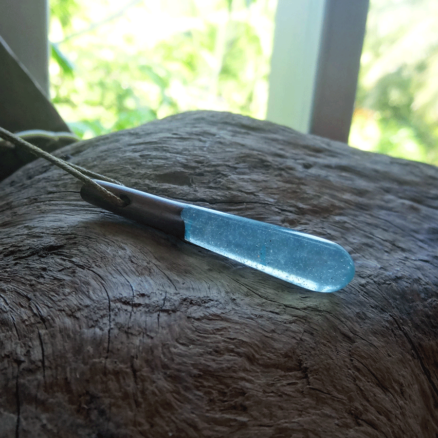 Driftwood with blue resin