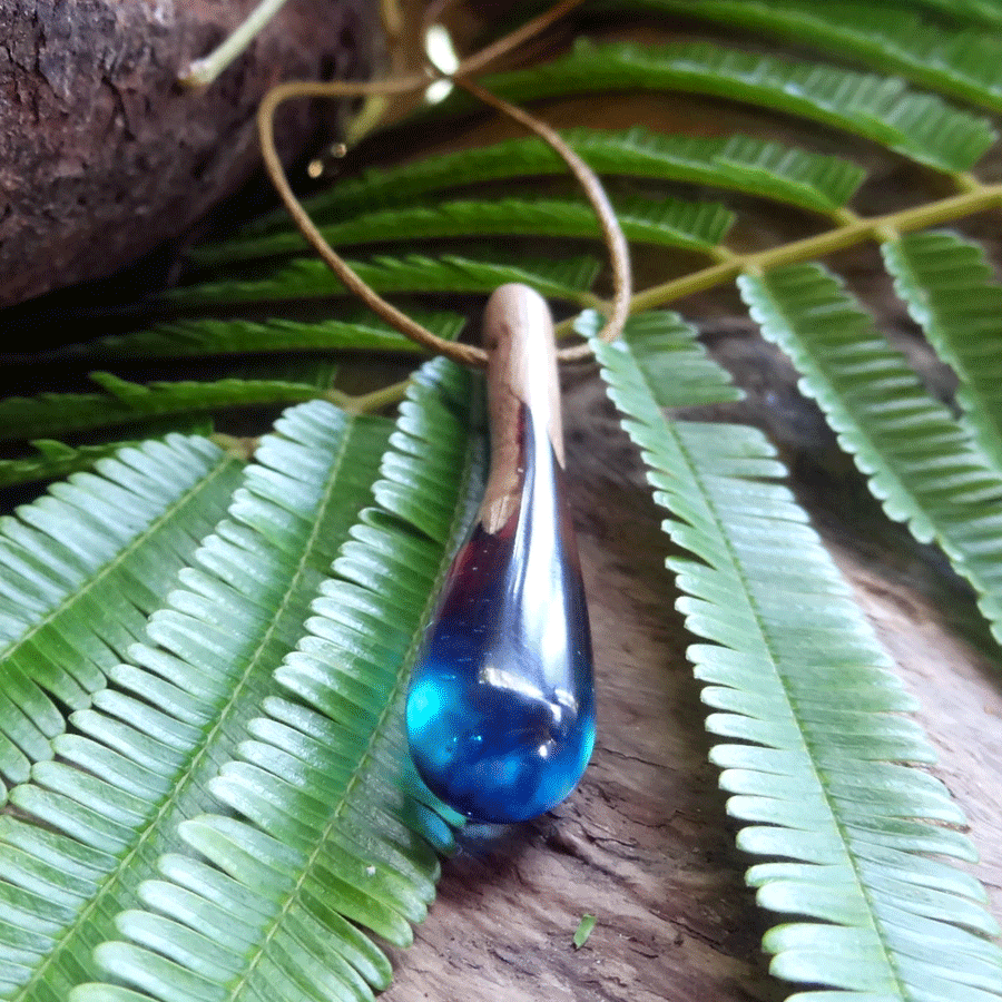 Driftwood with red and blue resin