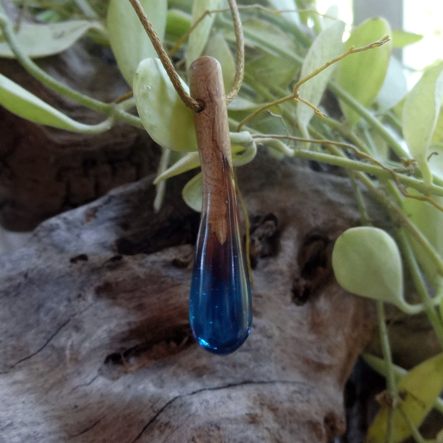 Driftwood with red and blue resin