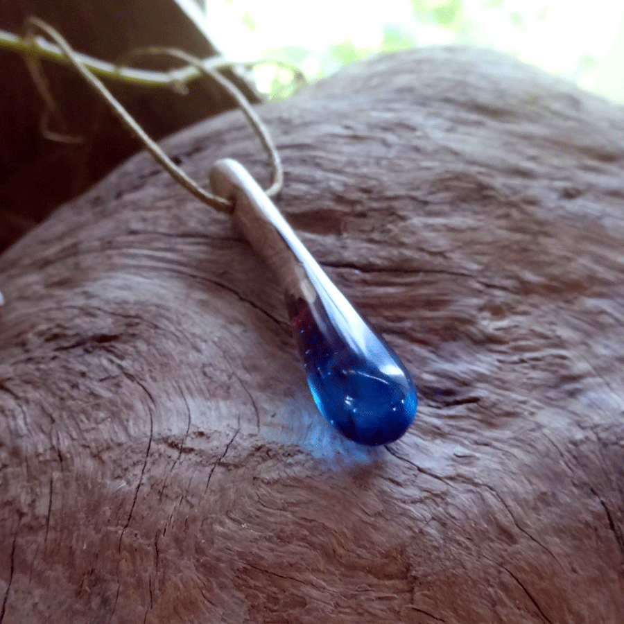 Driftwood with red and blue resin