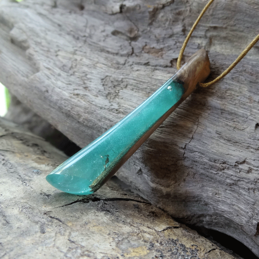 Driftwood with turquoise resin