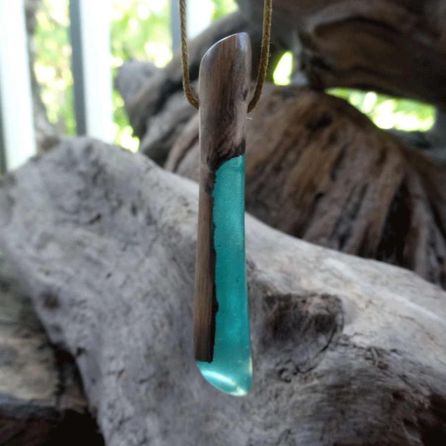 Driftwood with turquoise resin