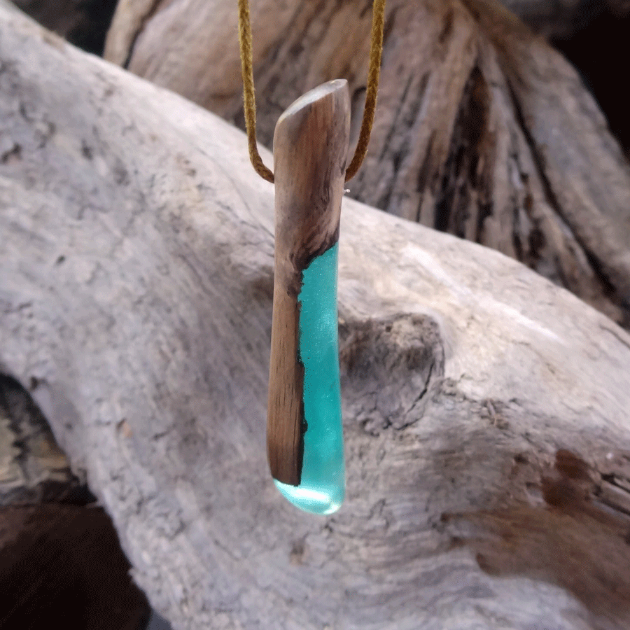 Driftwood with turquoise resin