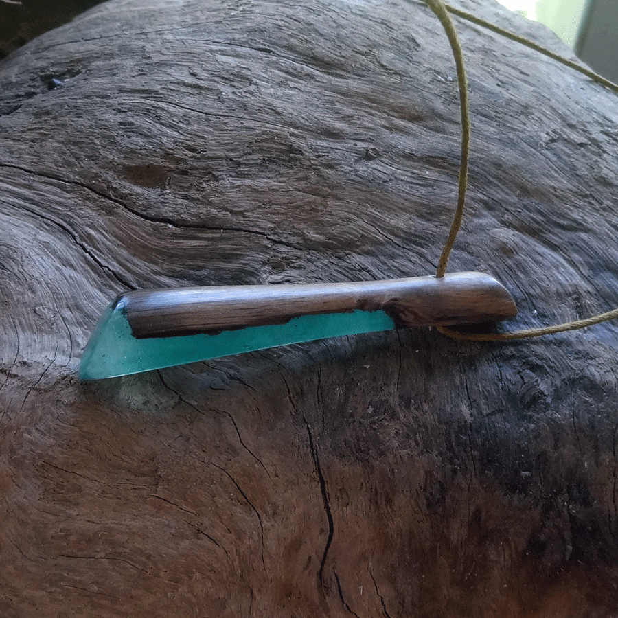 Driftwood with turquoise resin