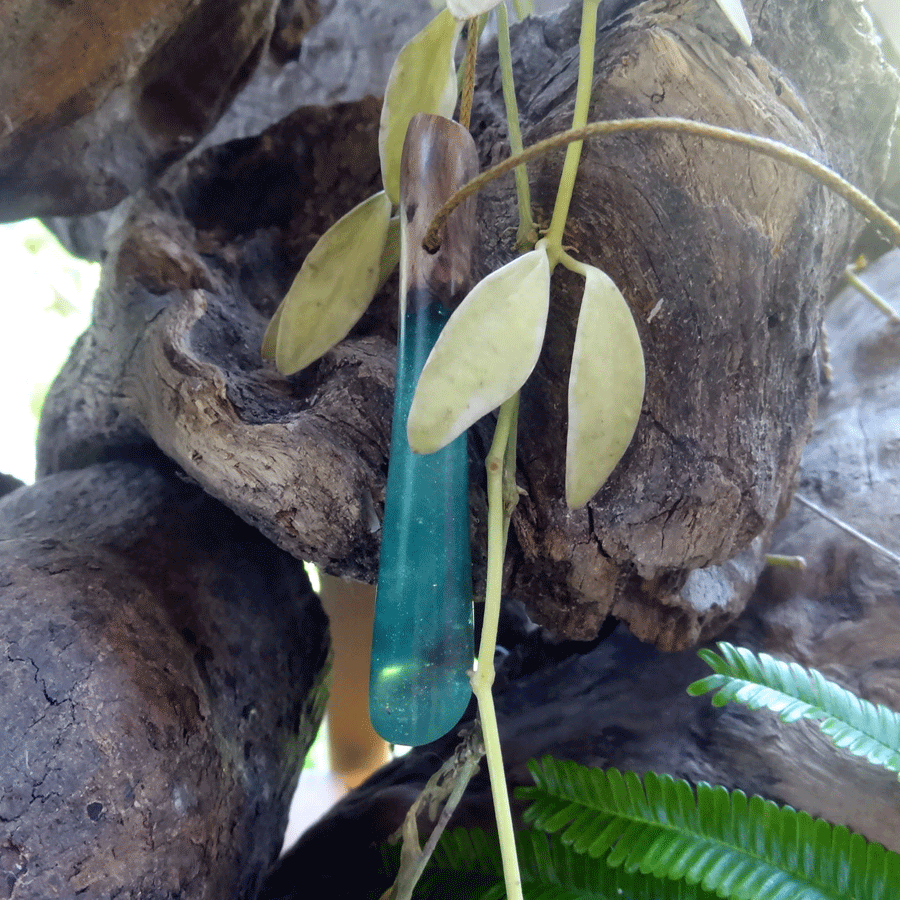 Driftwood with turquoise resin