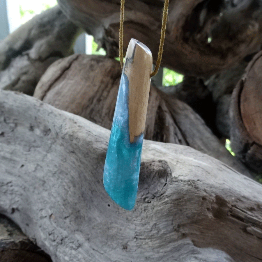 Driftwood with teal resin