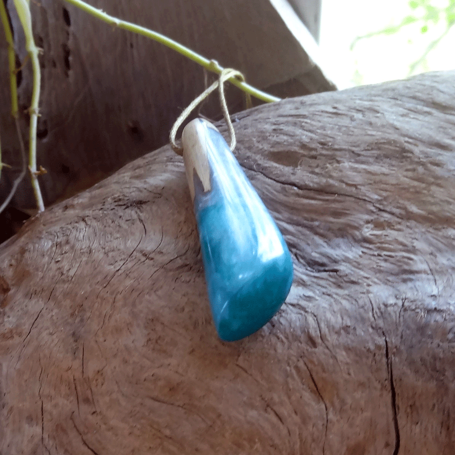 Driftwood with teal resin