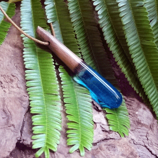 Driftwood with blue resin