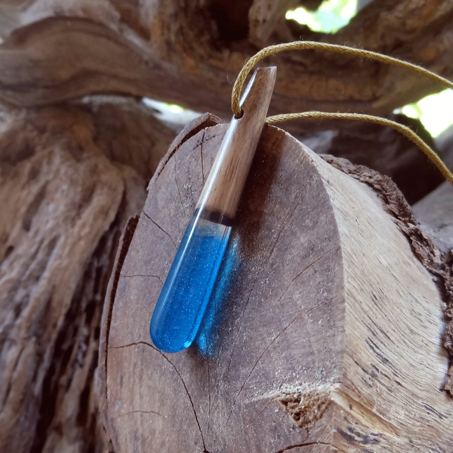 Driftwood with blue resin