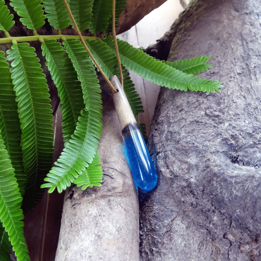 Driftwood with blue resin