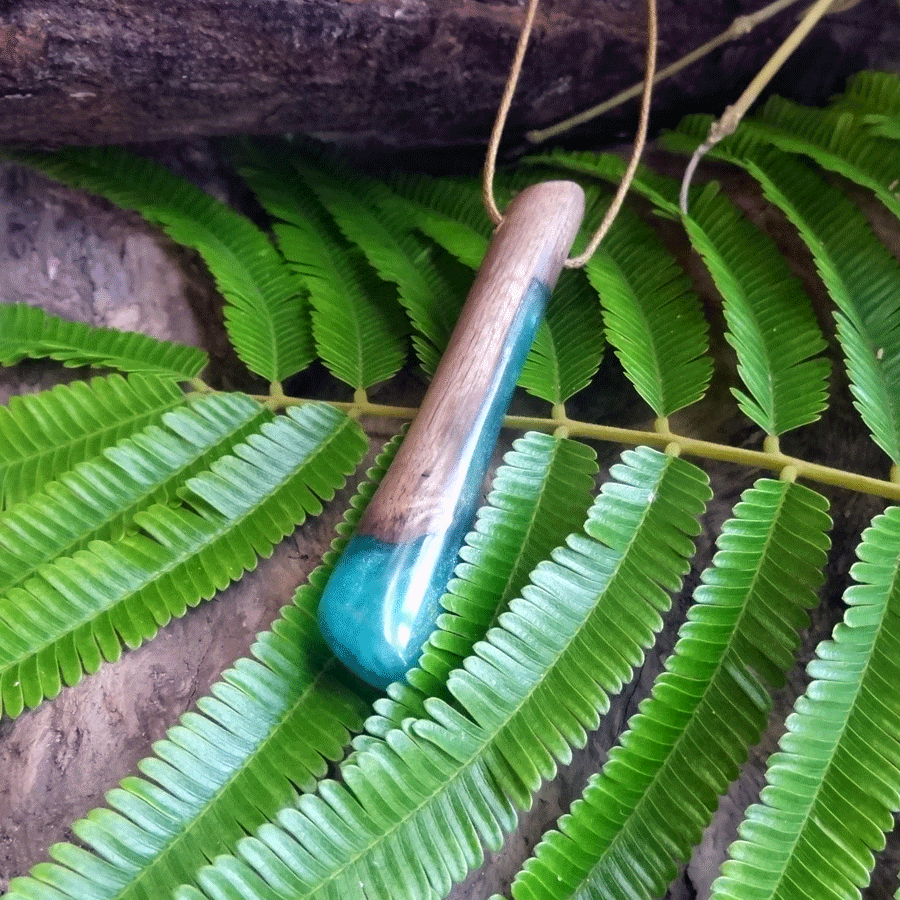 Driftwood with turquoise resin