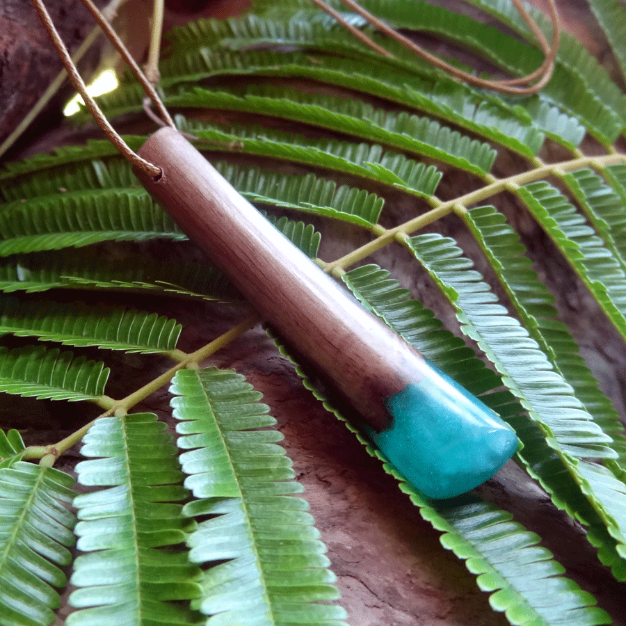 Driftwood with turquoise resin