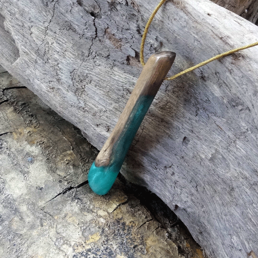 Driftwood with turquoise resin