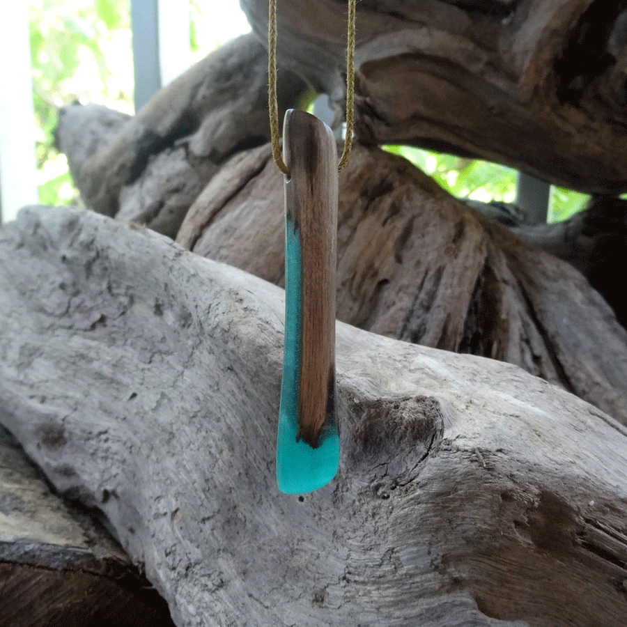 Driftwood with turquoise resin