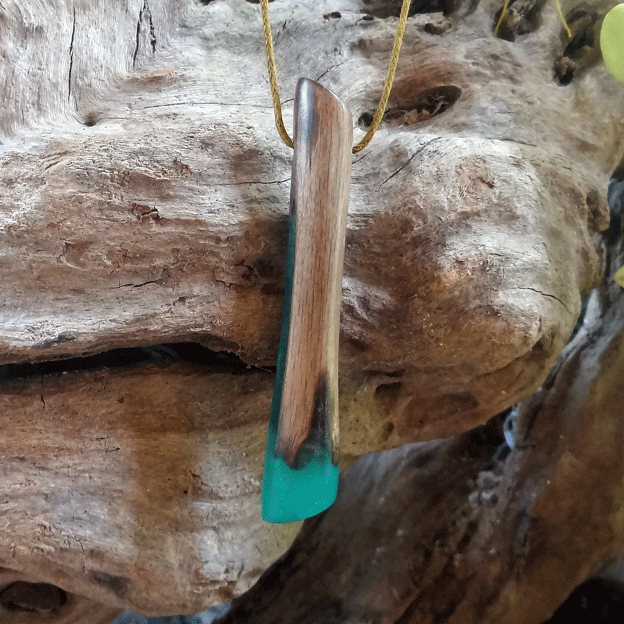 Driftwood with turquoise resin