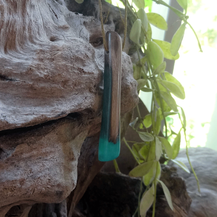 Driftwood with turquoise resin