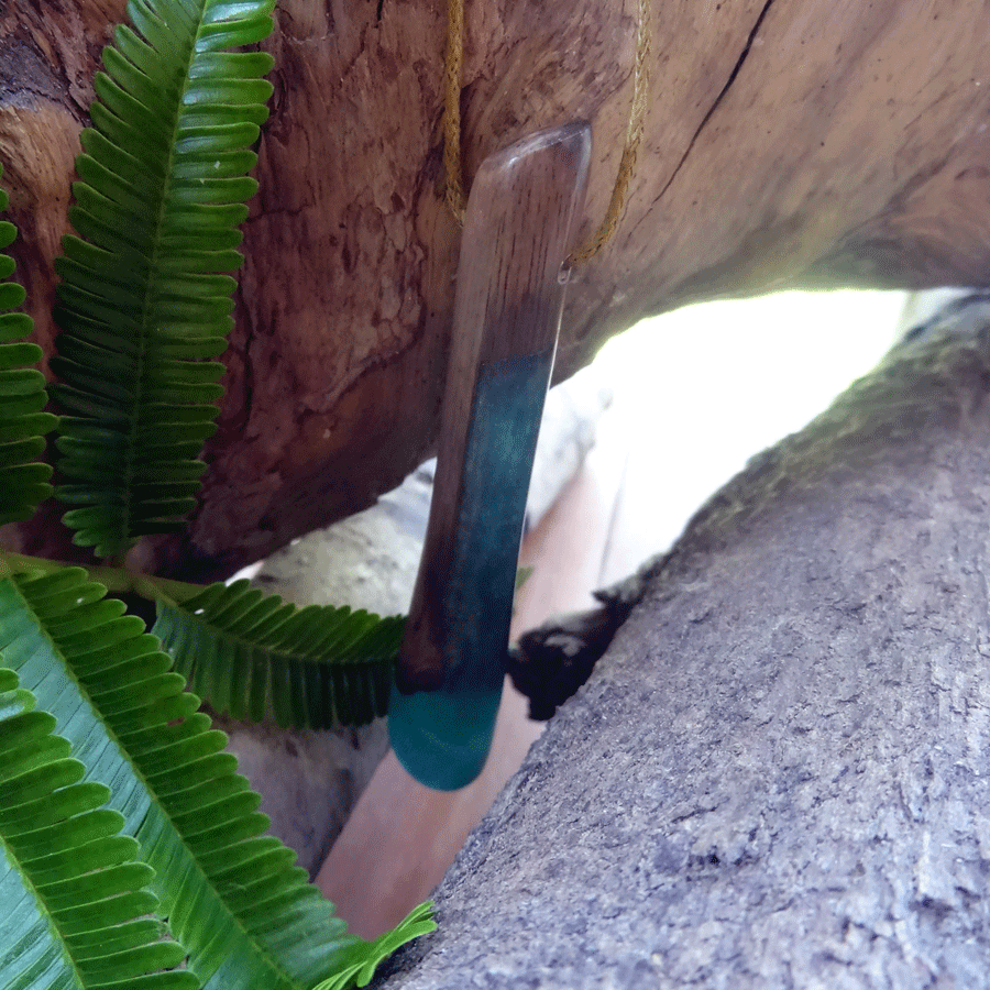 Driftwood with turquoise resin