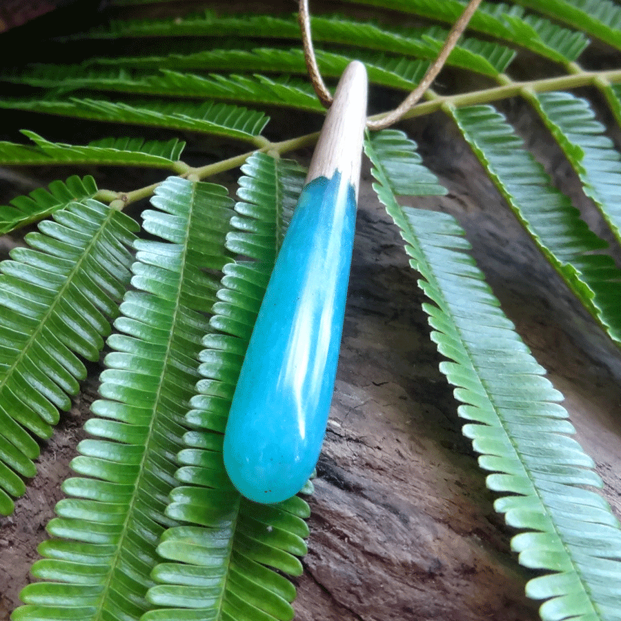 Driftwood with turquoise resin