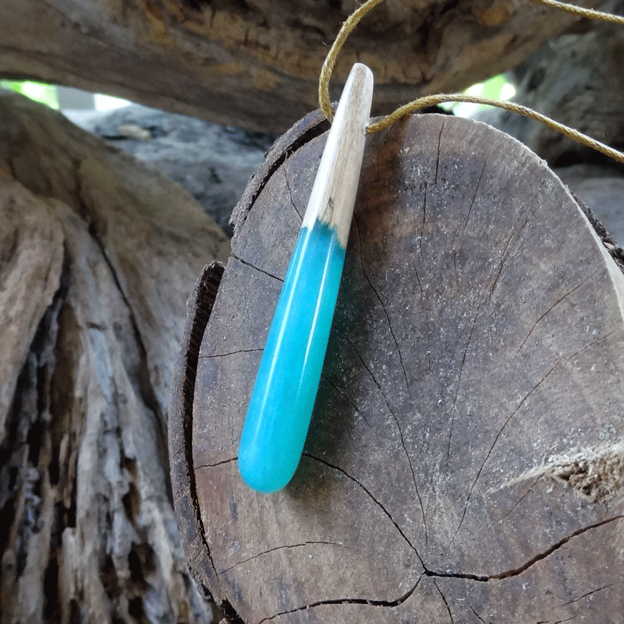 Driftwood with turquoise resin