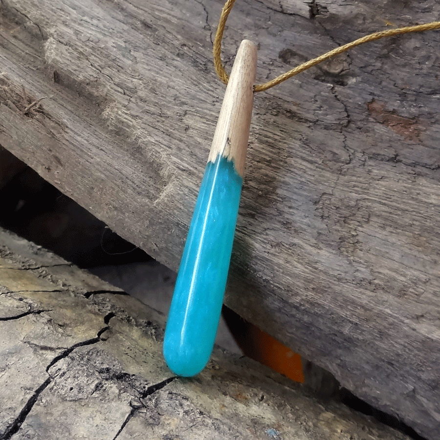 Driftwood with turquoise resin