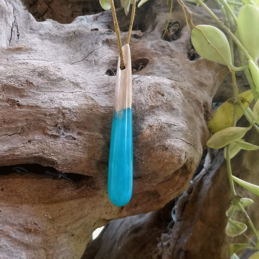 Driftwood with turquoise resin