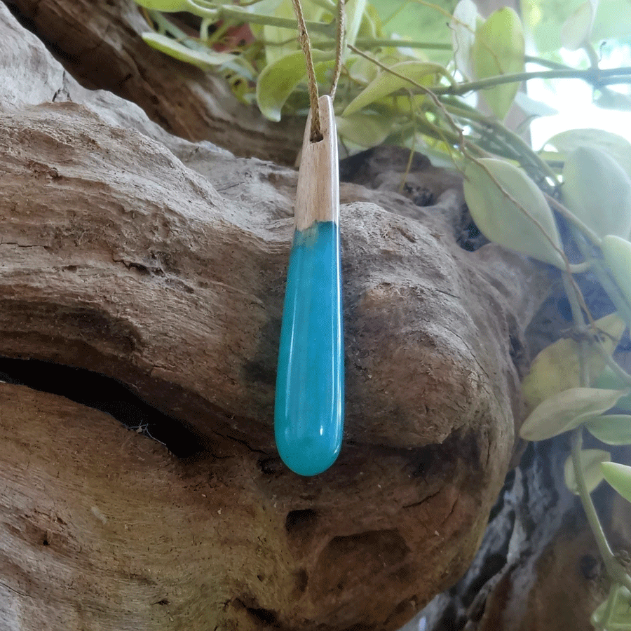 Driftwood with turquoise resin