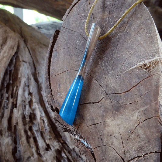 Driftwood with blue resin